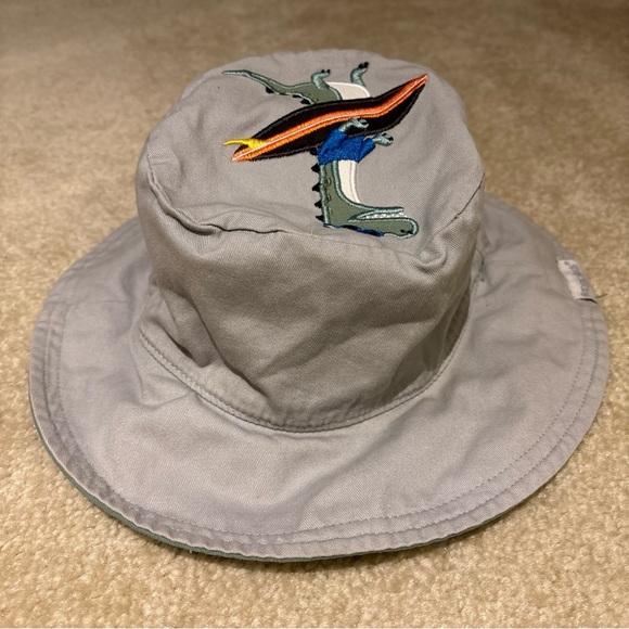 Flapjack Kids Green Gray Reversible Kids Bucket Sun Hat Cap Dinosaur Theme Beach - Picture 14 of 16